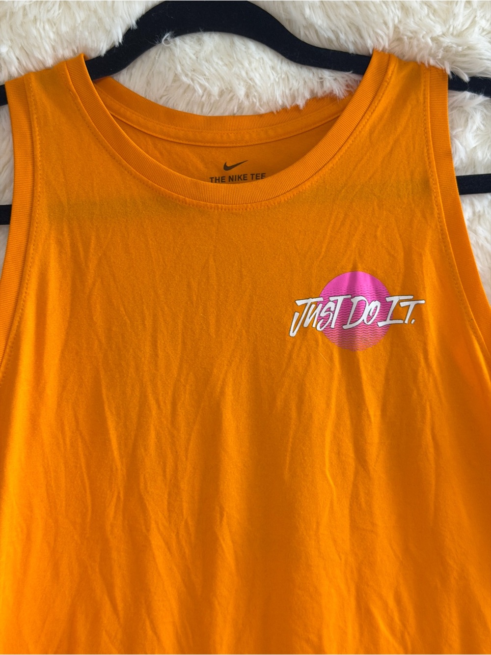Nike Womens Dri-Fit Tomboy Tank XS Orange Pink "Just Do It" Racerback Athletic - Picture 3 of 7